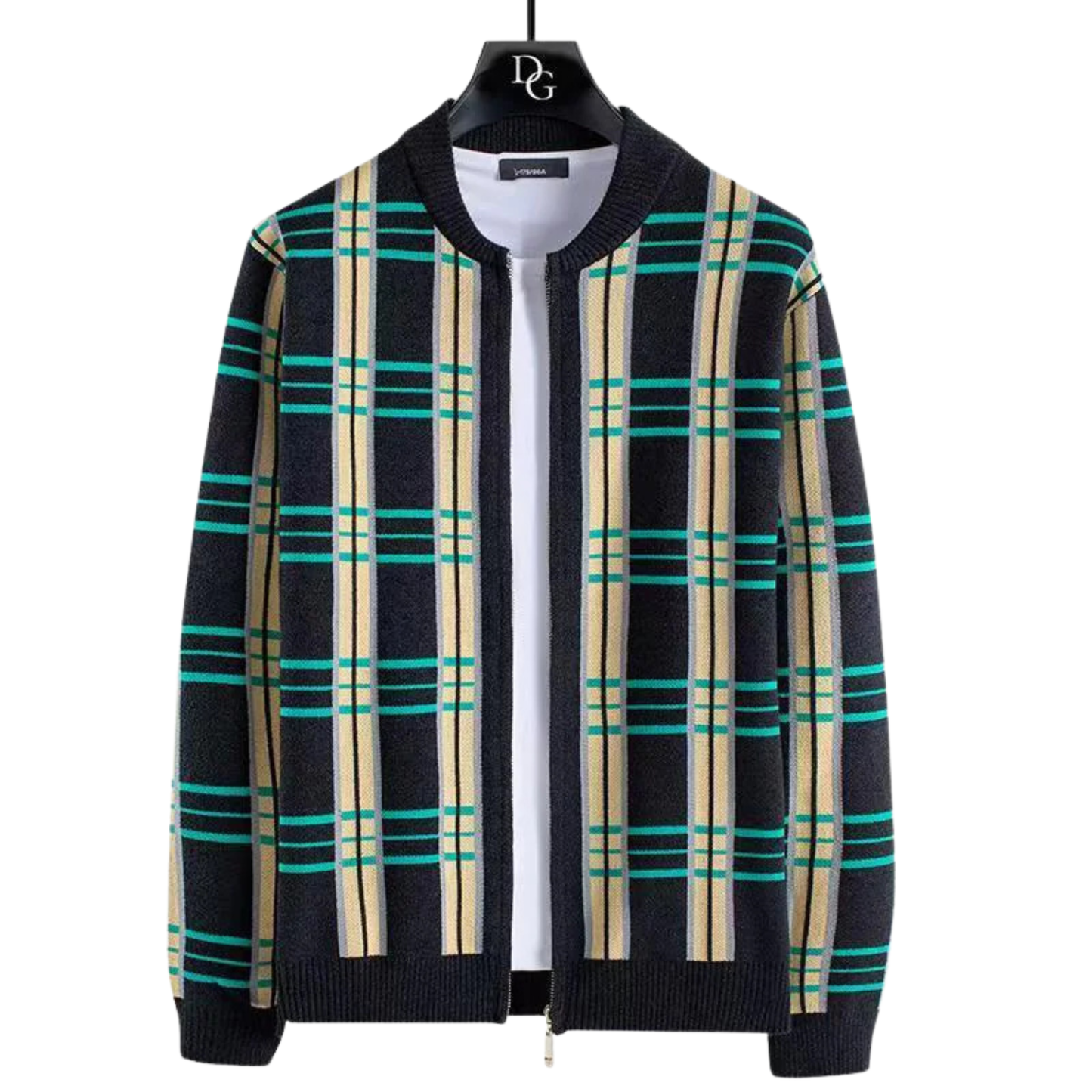 Bennett | Men’s Plaid Knit Cardigan with Zip Front