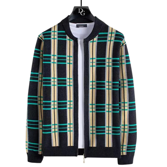 Bennett | Men’s Plaid Knit Cardigan with Zip Front