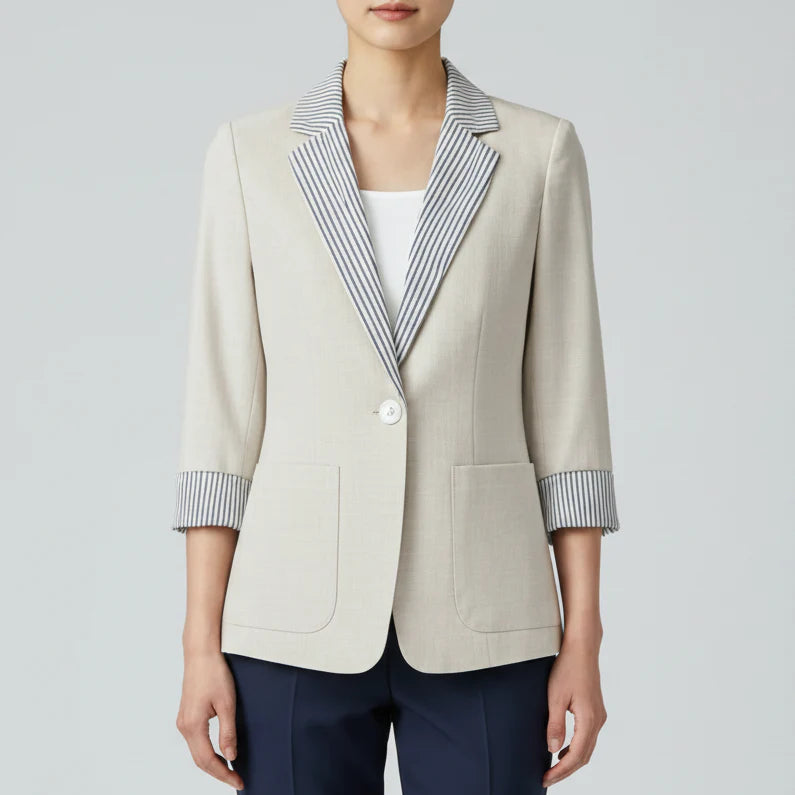 Phoebe | Women’s Classy Button Front Long Sleeve Blazer Coat
