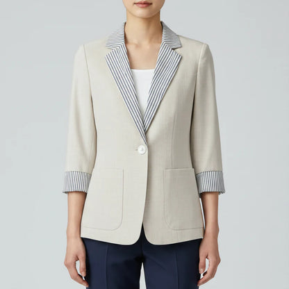 Phoebe | Women’s Classy Button Front Long Sleeve Blazer Coat