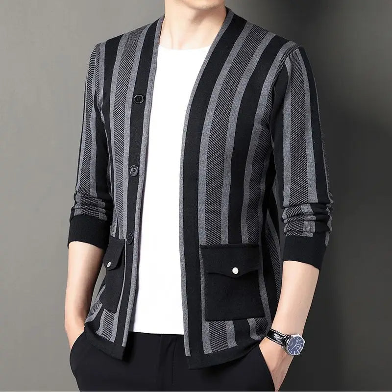 Sawyer | Men’s Striped Knit Cardigan with Button Front