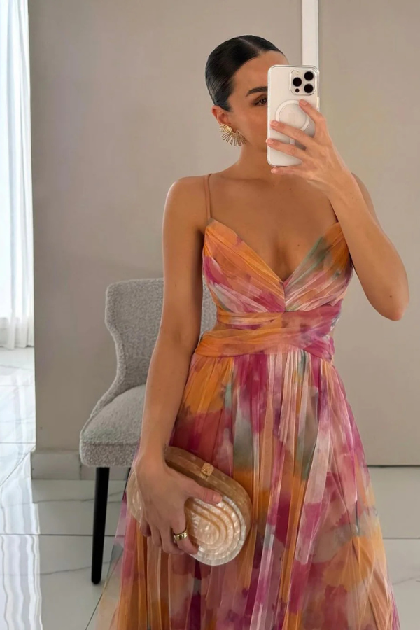 Arabella | Women’s Elegant Pleated Halter Maxi Dress
