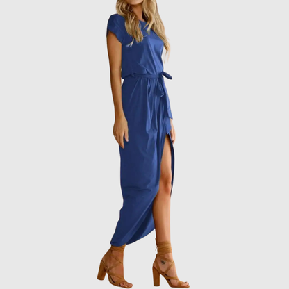 Brielle | Women’s Casual Belted Tulip Hem Midi Dress