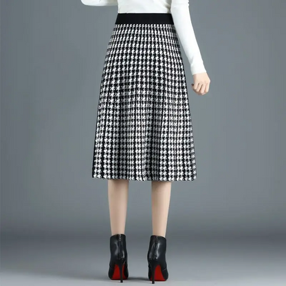 Fiona | Women’s Houndstooth Midi Skirt
