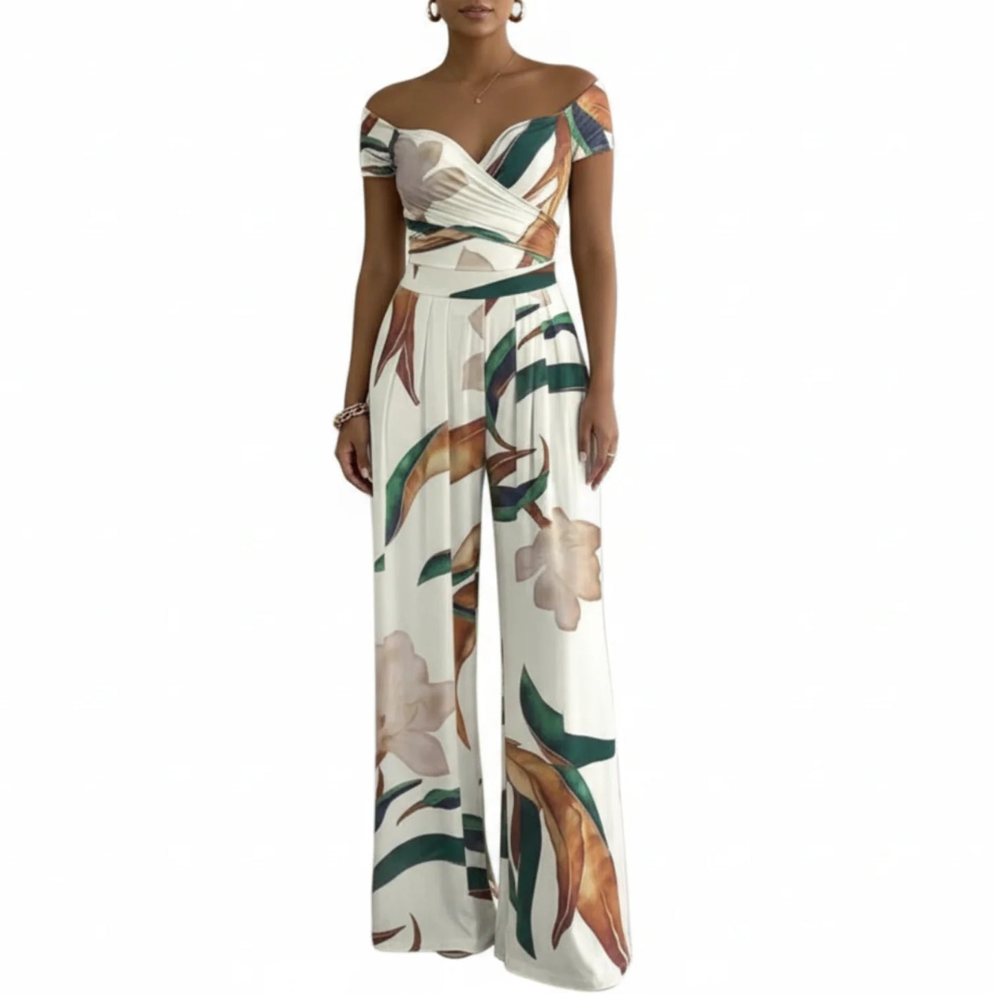 Lillian | Women’s Off Shoulder Floral Print Wide-Leg Jumpsuit