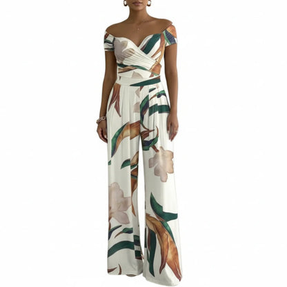 Lillian | Women’s Off Shoulder Floral Print Wide-Leg Jumpsuit