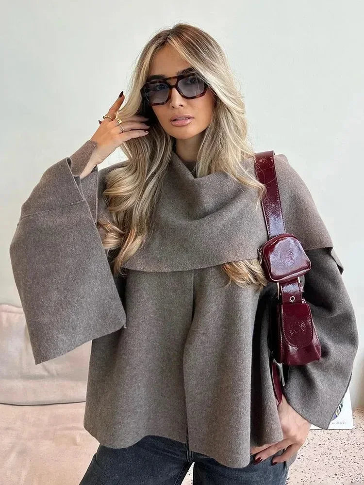 Celeste | Women’s Asymmetric Wool Blend Cape Coat