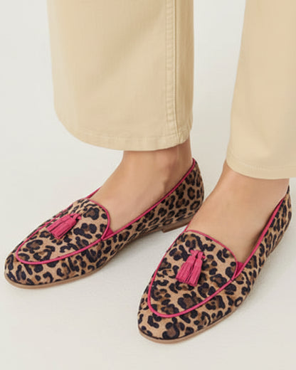 Odette | Women’s Leopard Tassel Detail Loafers