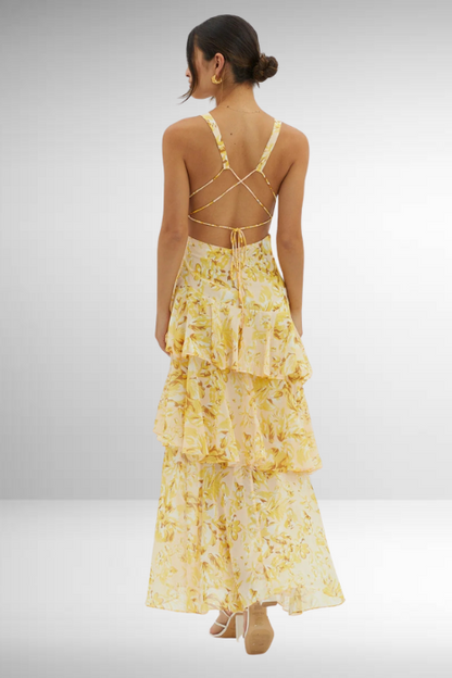 Marcellina | Women’s Elegant Floral Tiered Maxi Dress