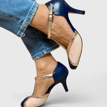 Romilly | Women’s Colorblock T Strap Kitten Heels