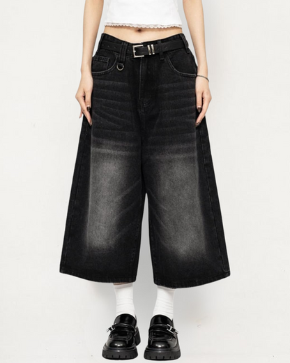 Keegan | Women’s Wide-Leg Denim Culotte with Cropped Length