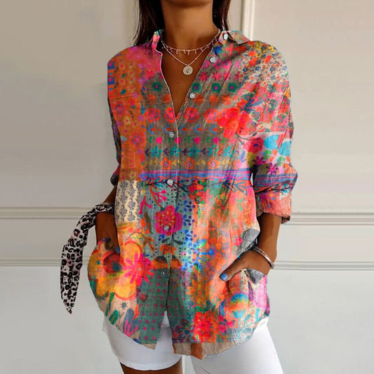 Honoria | Women’s Timeless Floral Button-Front Blouse