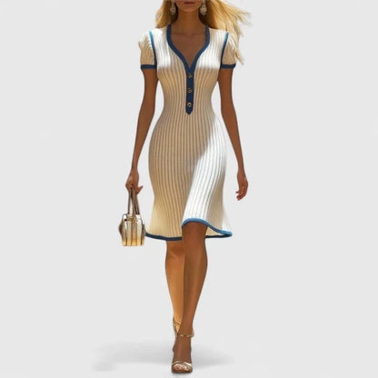 Cambrie | Women’s Contrast Trim Knit Midi Dress