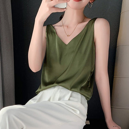 Violetta | Women’s Classic Relaxed Fit Draped Satin Tank