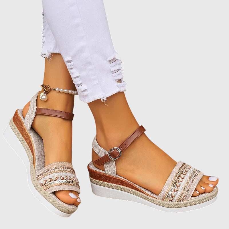 Marigold | Women’s Orthopedic Beaded Wedge Sandals