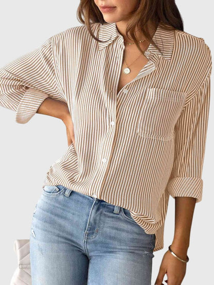 Ariana | Women’s Striped Tie Front Button-Up Shirt