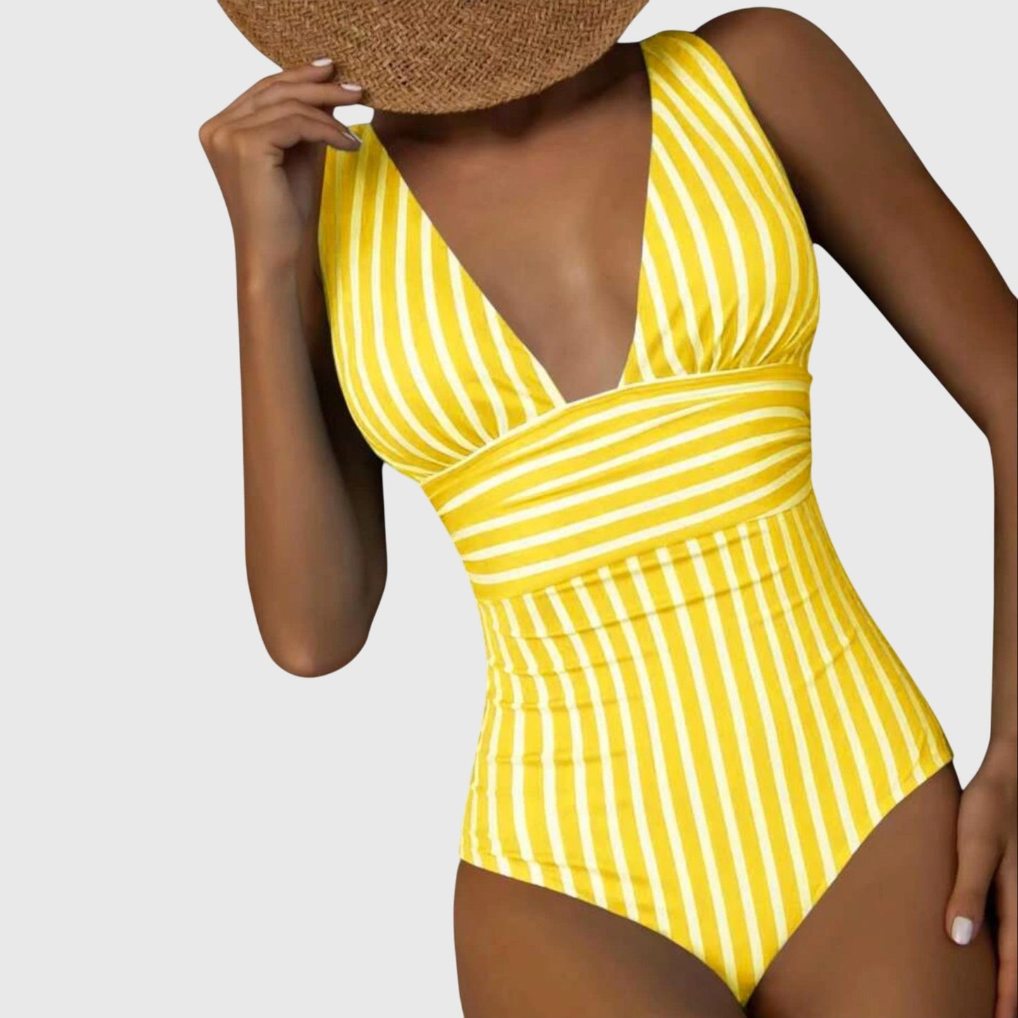 Kathryn | Women’s Striped V Neck One Piece Swimsuit