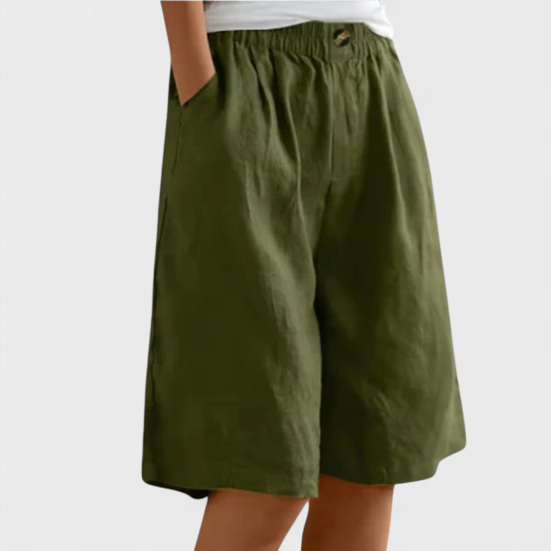 Avelyn | Women’s Elegant Linen Wide Leg Shorts
