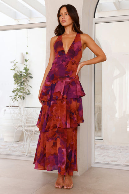 Marcellina | Women’s Elegant Floral Tiered Maxi Dress