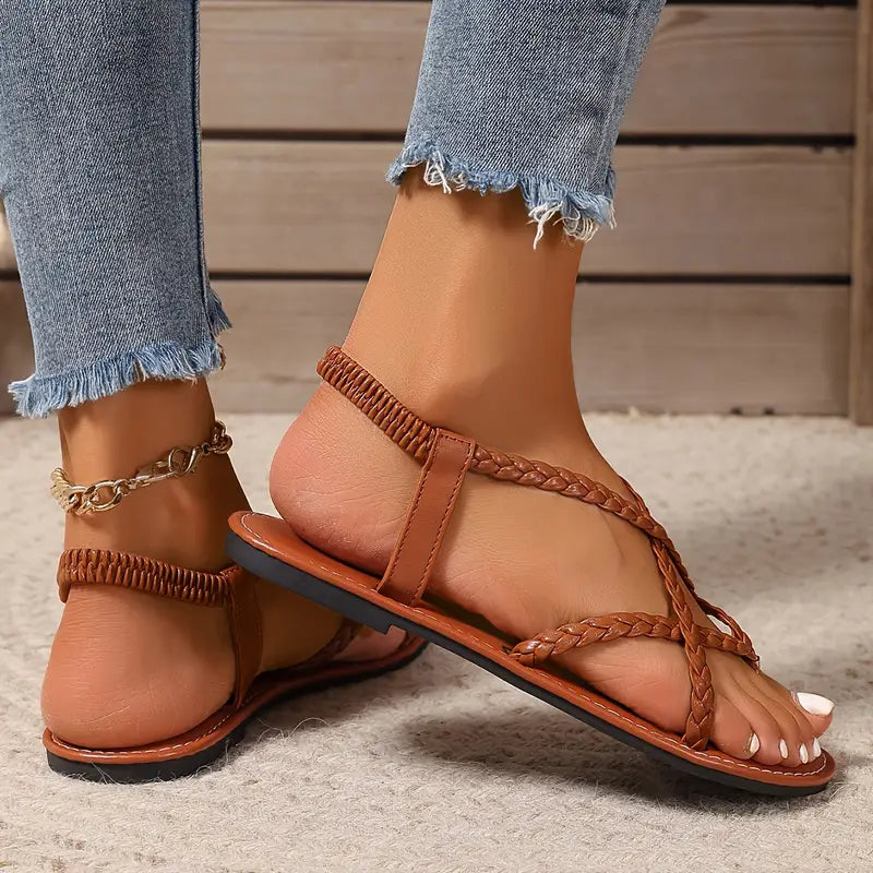Dahlia | Women’s Comfortable Flat Sandals with Crisscross Straps