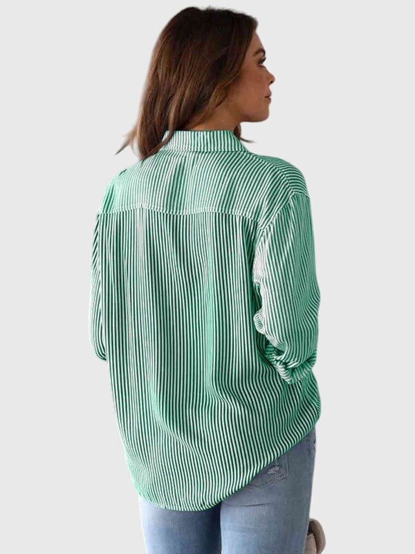 Ariana | Women’s Striped Tie Front Button-Up Shirt