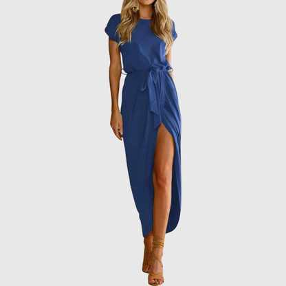 Brielle | Women’s Casual Belted Tulip Hem Midi Dress
