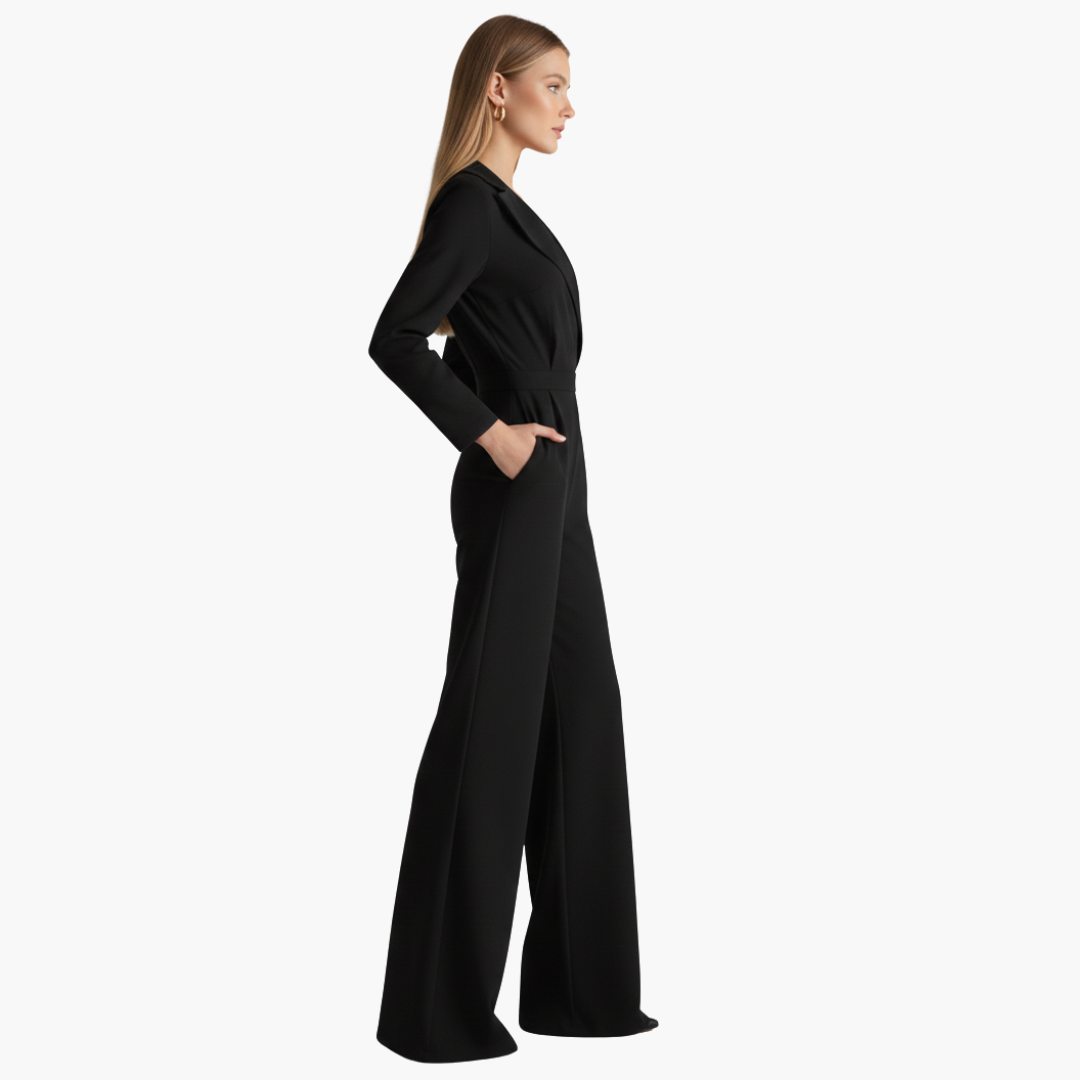 Vivienne | Women’s Long Sleeve Collared Wide-Leg Jumpsuit