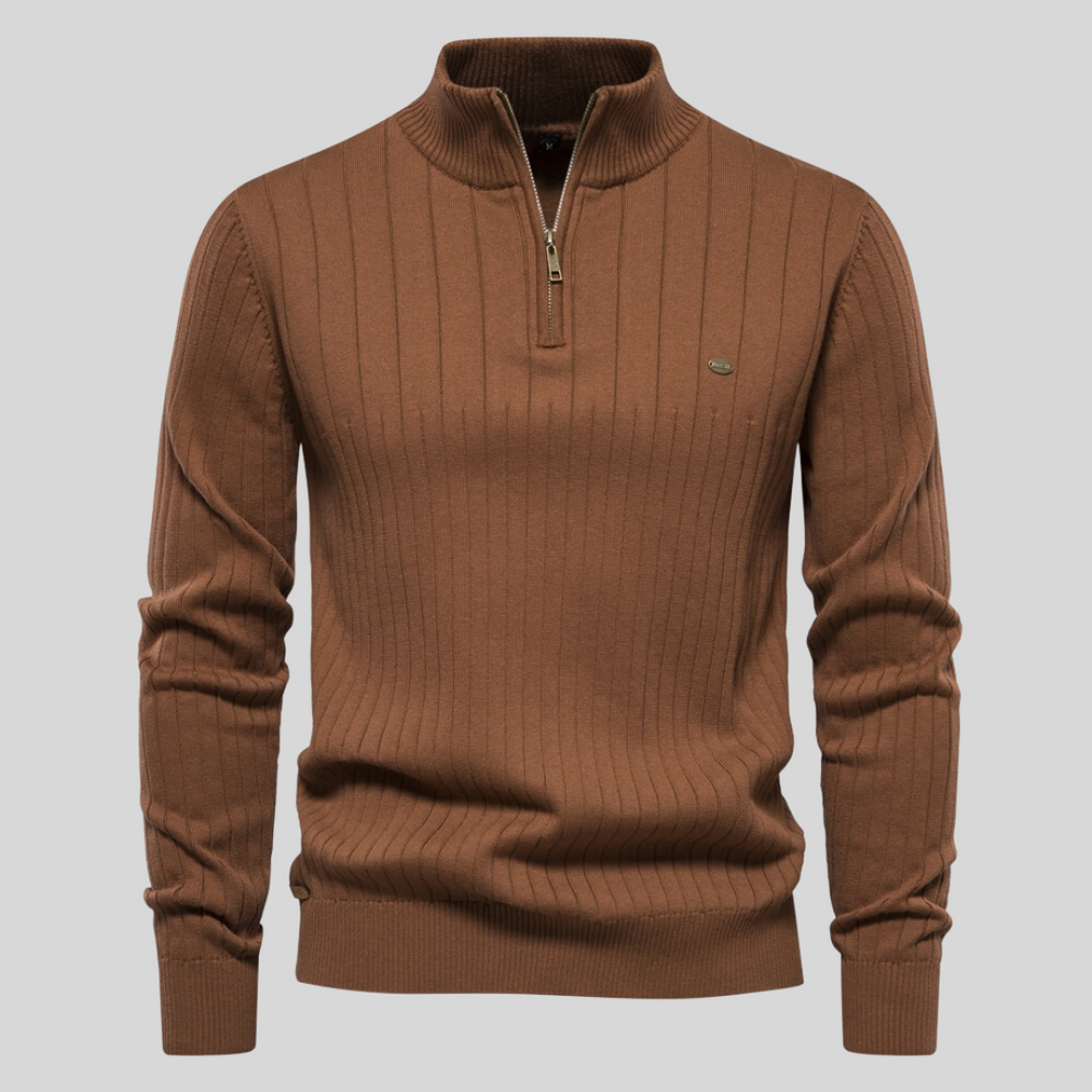 Logan | Men’s Winter Structured Ribbed Half-Zip Sweater
