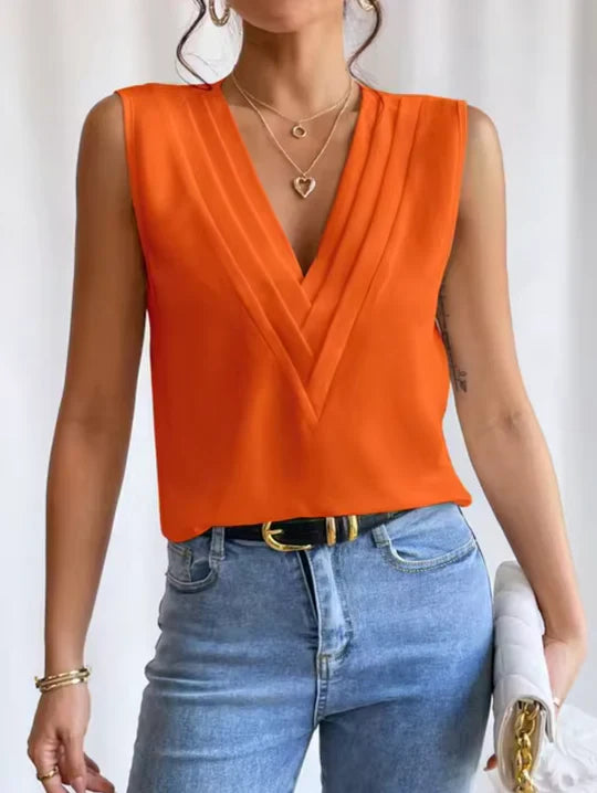 Celeste | Women’s Elegant Sleeveless V-Neck Top