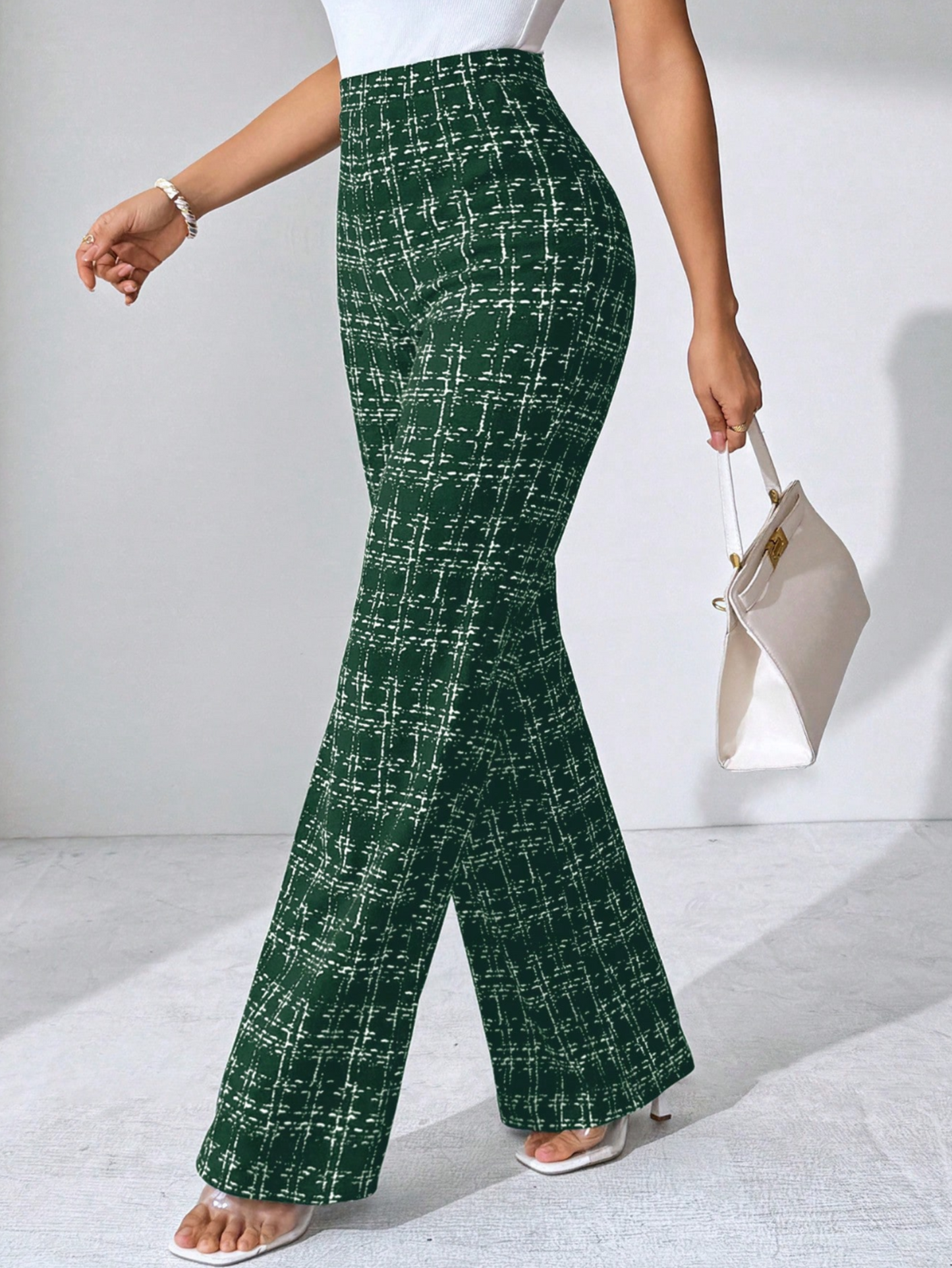 Danica | Women’s Tweed Plaid Flare Pants
