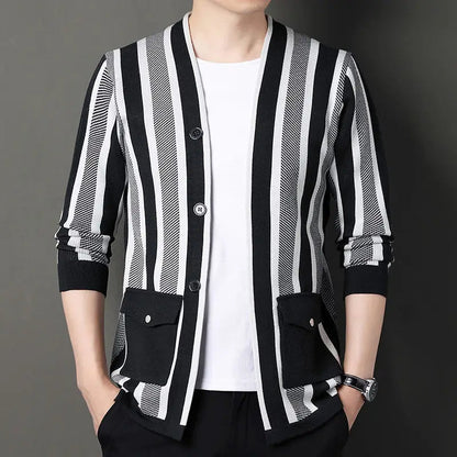 Sawyer | Men’s Striped Knit Cardigan with Button Front