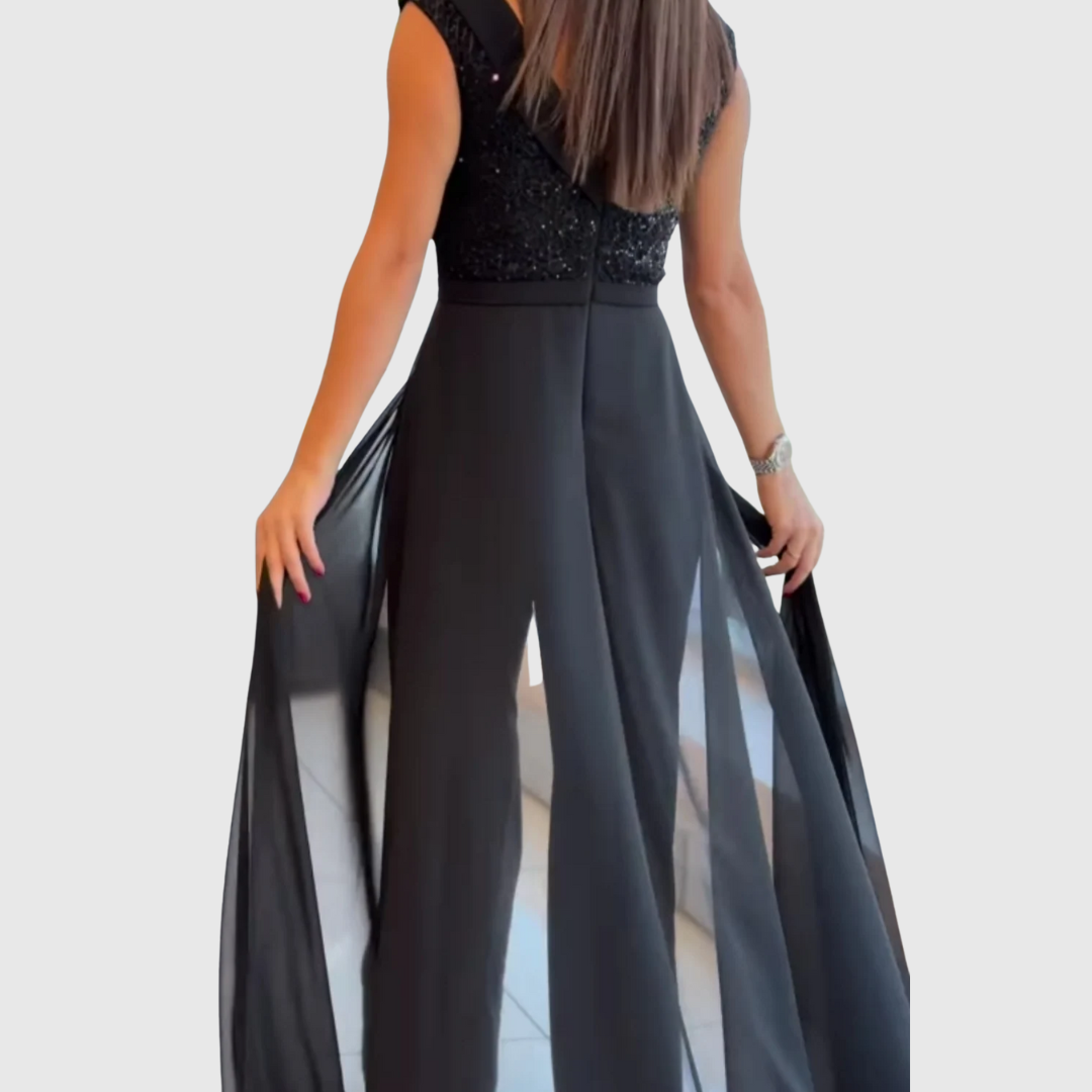 Evadrine | Women’s Elegant Sleeveless Wide Leg Jumpsuit