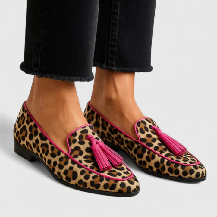Odette | Women’s Leopard Tassel Detail Loafers