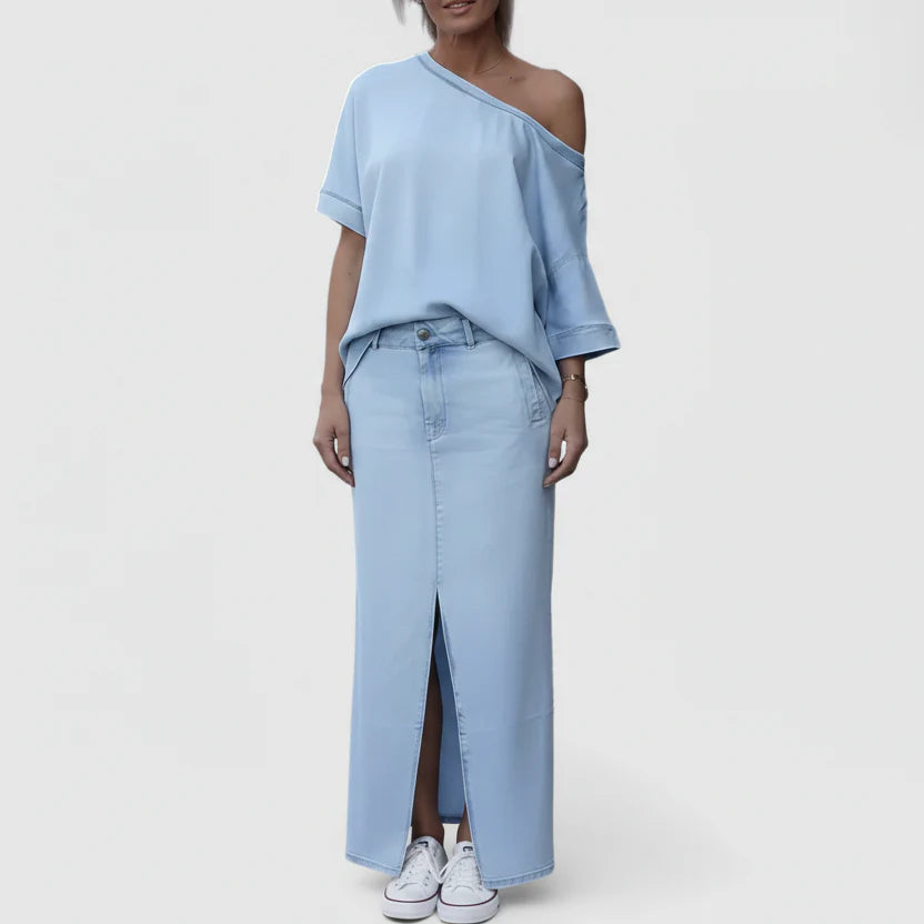 Jenna | Women’s Elegant Off Shoulder Maxi Skirt Set