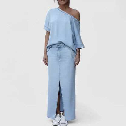 Jenna | Women’s Elegant Off Shoulder Maxi Skirt Set