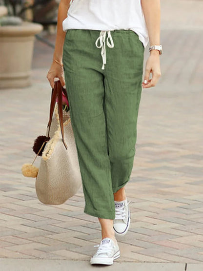 Selma | Women’s Elegant Cropped Linen Trousers with Relaxed Summer Fit