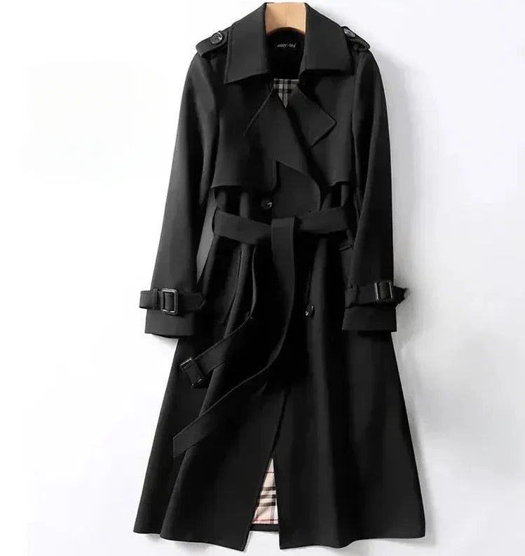 Camille | Women’s Winter Trench Coat with Shaped Waist and Button Front