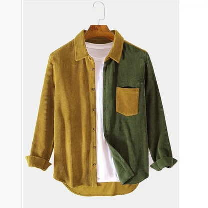 Theo | Men’s Spliced Corduroy Button-Up Cardigan