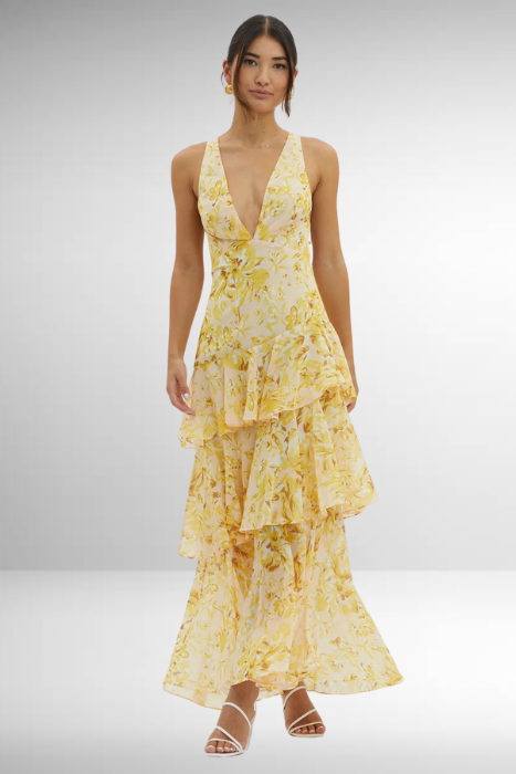 Marcellina | Women’s Elegant Floral Tiered Maxi Dress