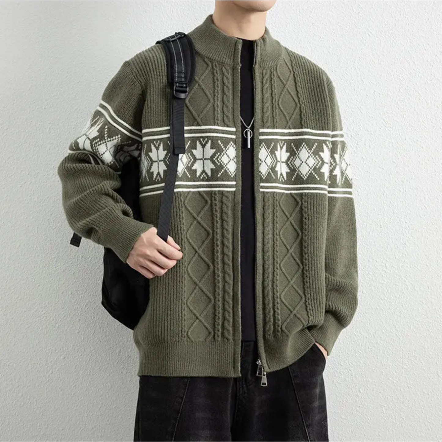 Anderson | Men’s Nordic Knit Zip-Up Winter Cardigan