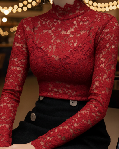 Vicky | Women’s Spring Lace High-Neck Blouse