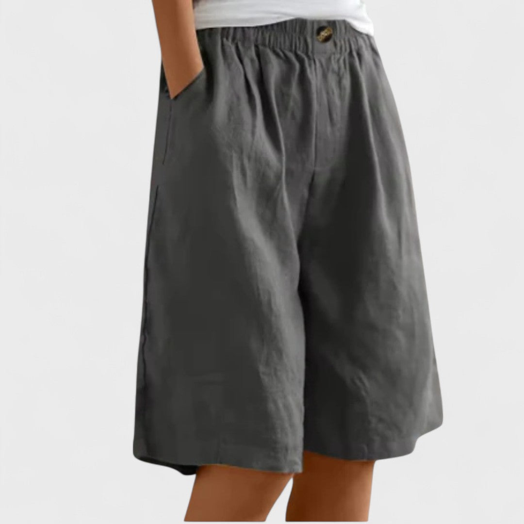 Avelyn | Women’s Elegant Linen Wide Leg Shorts