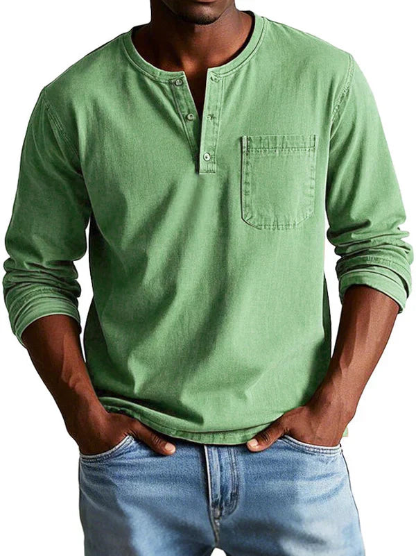 Weston | Men’s Casual Long Sleeve Button Neck Shirt