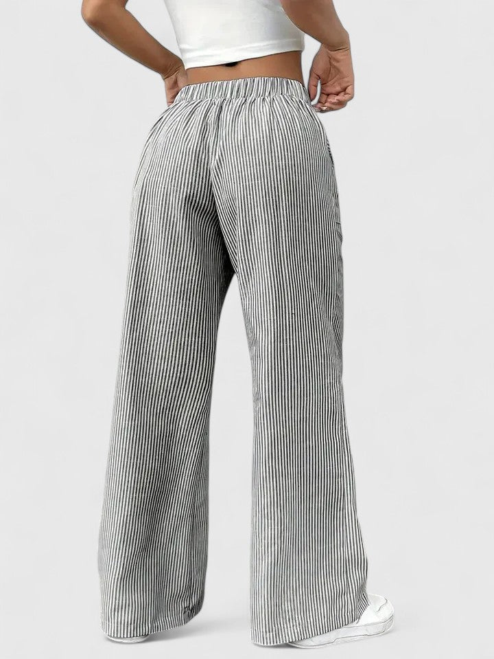 Sarah | Women’s Striped Wide Leg Linen Pants