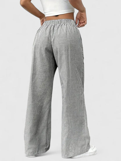 Sarah | Women’s Striped Wide Leg Linen Pants
