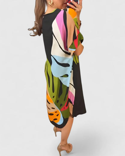 Hayden | Women’s Comfortable Abstract Print Midi Dress