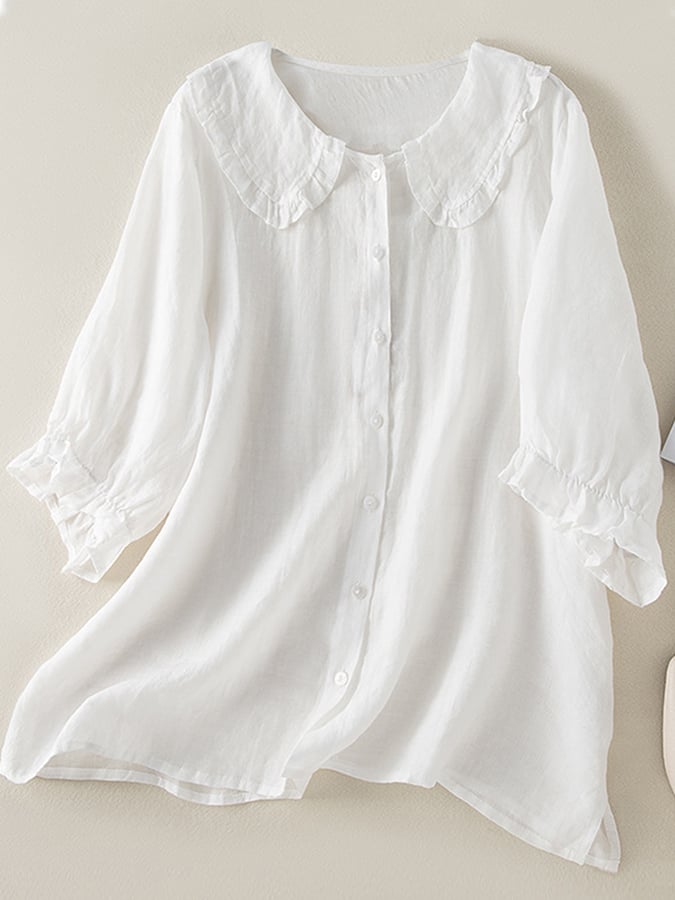 Darby | Women’s Loose Fit Ruffle Collar Shirt