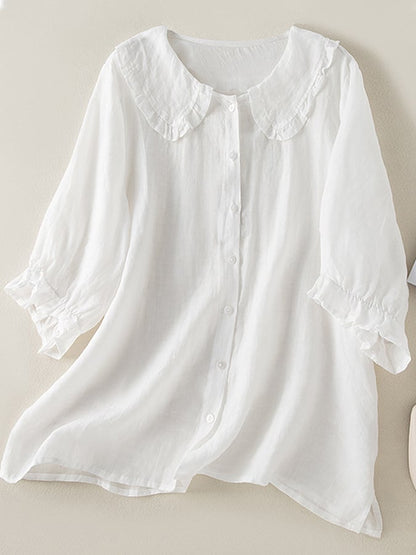 Darby | Women’s Loose Fit Ruffle Collar Shirt