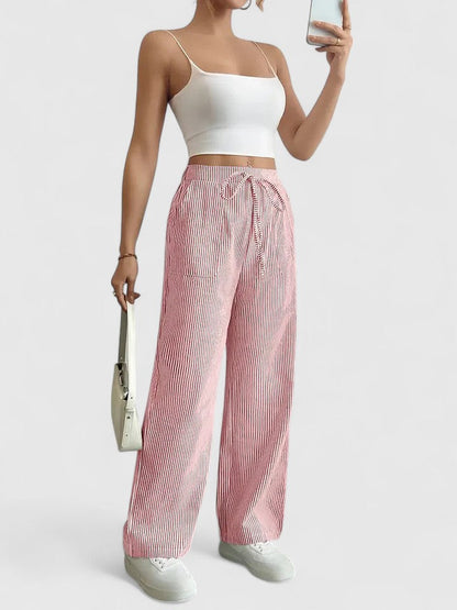 Sarah | Women’s Striped Wide Leg Linen Pants