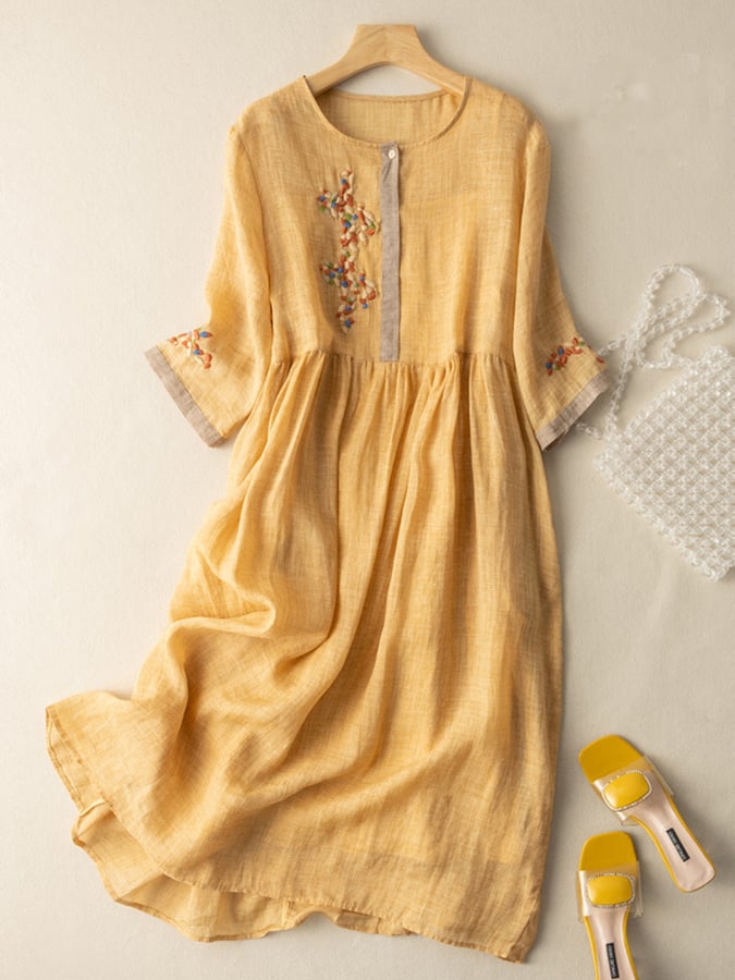 Amara | Women’s Summer Embroidered Ethnic Midi Dress